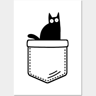 Cute Mini Cat In Pocket Pockat Posters and Art